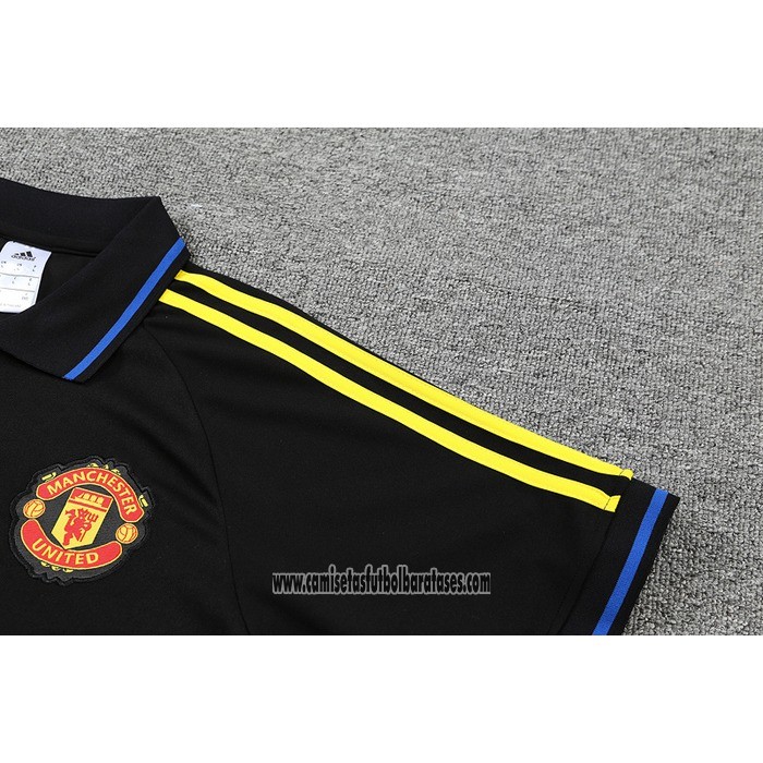 Camiseta Polo del Manchester United 2022 2023 Negro y Azul